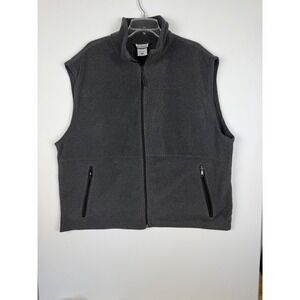 Men's Columbia Dark Gray Fleece Vest Full‎ Zip Zippered Side Pockets Size 2XL